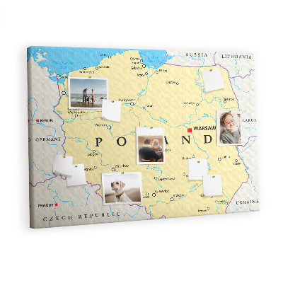 Cork board Political Poland map