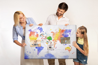 Cork board Watercolor world map
