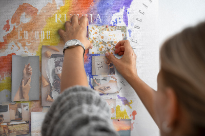 Cork board Watercolor world map