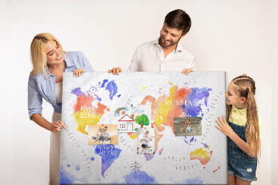 Cork board Watercolor world map