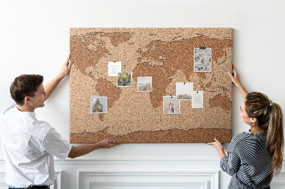 Cork board Cork world map