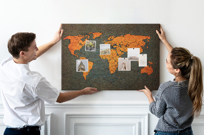 Memo cork board World map