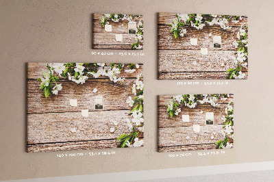 Memo cork board Flowers on wood