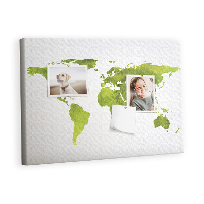 Cork display board Watercolor world map