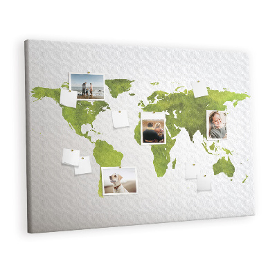 Cork display board Watercolor world map