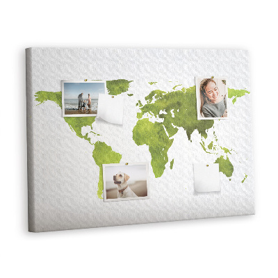 Cork display board Watercolor world map