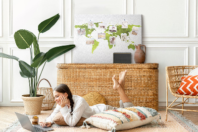 Cork display board Watercolor world map