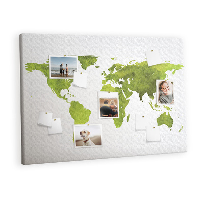 Cork display board Watercolor world map