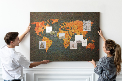 Cork display board World map