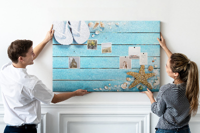 Memo cork board Seasheels on wood