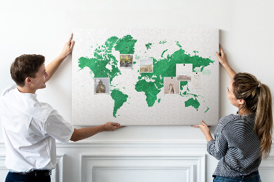 Memo cork board Green watercolor map