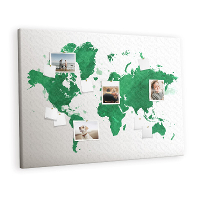 Memo cork board Green watercolor map