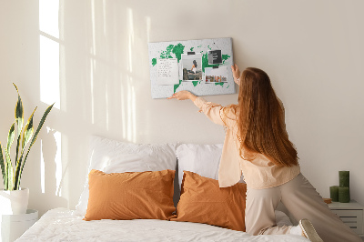 Memo cork board Green watercolor map