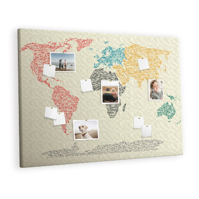 Memo cork board Letters world map