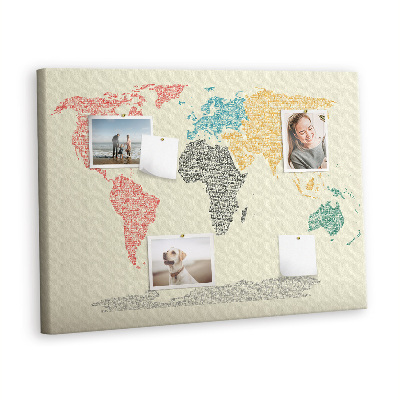 Memo cork board Letters world map