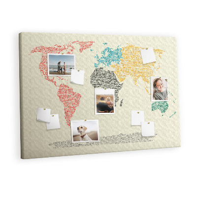 Memo cork board Letters world map