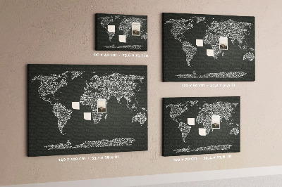 Memo cork board Continents names