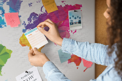 Cork board Abstract world map