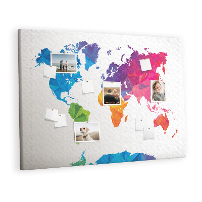 Cork board Abstract world map