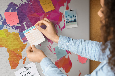 Cork board Abstract world map