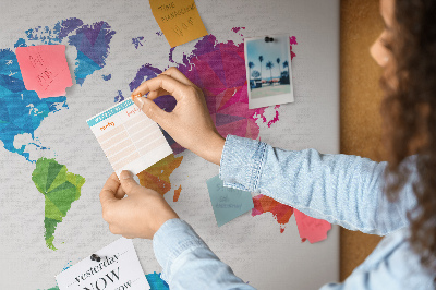 Cork board Abstract world map