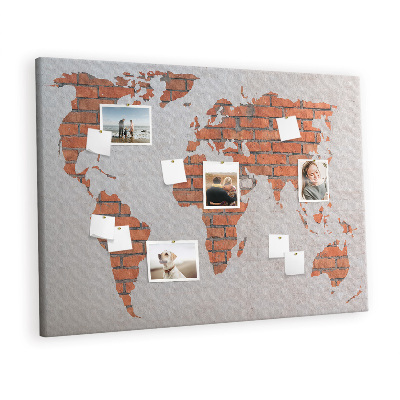 Cork board Brick world map