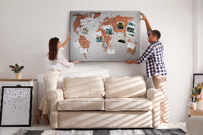 Cork board Brick world map