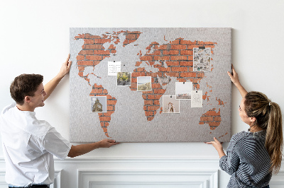 Cork board Brick world map