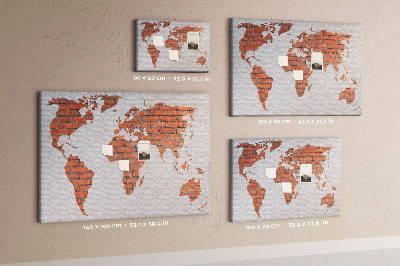 Cork board Brick world map