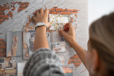 Cork board Brick world map