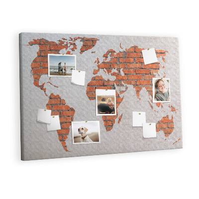 Cork board Brick world map