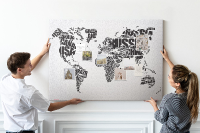 Cork board Map in typography