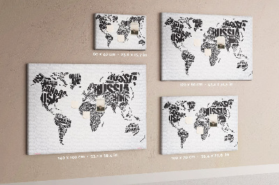 Cork board Map in typography