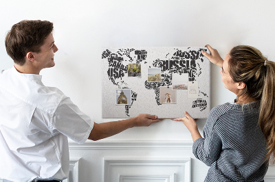 Cork board Map in typography