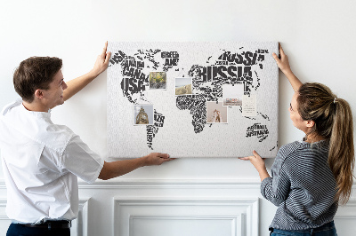 Cork board Map in typography