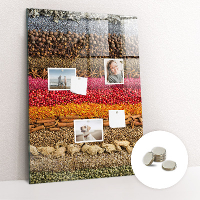 Magnetic pin board Rows of spices