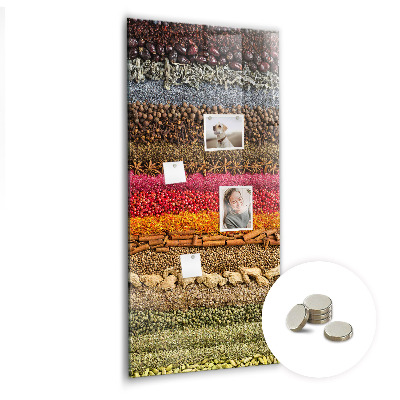 Magnetic pin board Rows of spices