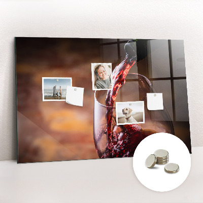 Magnetic board for wall A glass of wine