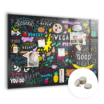 Magnetic glass board Abstract inscriptions