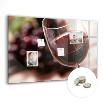 Magnetic board for wall A glass of red wine