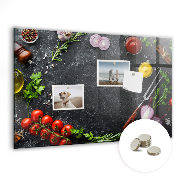 Magnetic board for wall Vegetables on the table