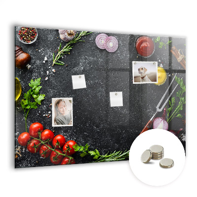 Magnetic board for wall Vegetables on the table