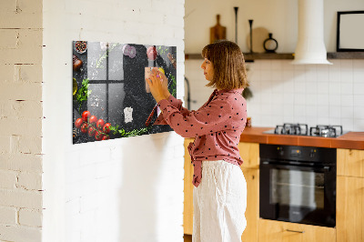 Magnetic board for wall Vegetables on the table