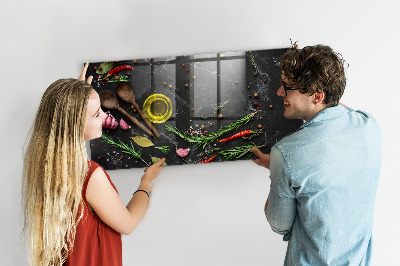 Magnetic board for wall Spices on the table