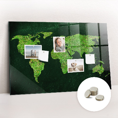 Decorative magnetic board Grassy map of the world