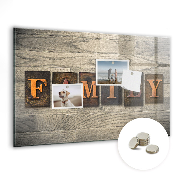 Decorative magnetic board Family inscription