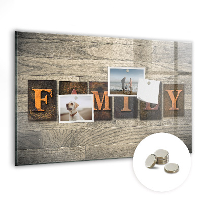 Decorative magnetic board Family inscription