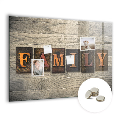 Decorative magnetic board Family inscription