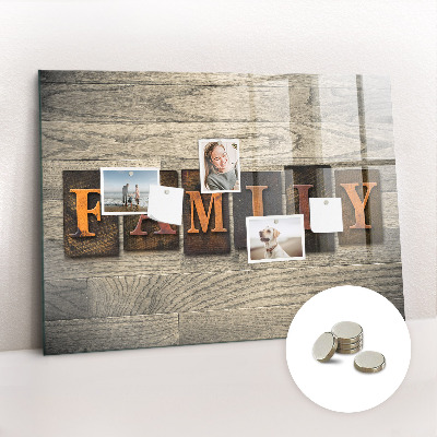 Decorative magnetic board Family inscription