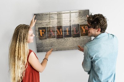 Decorative magnetic board Family inscription